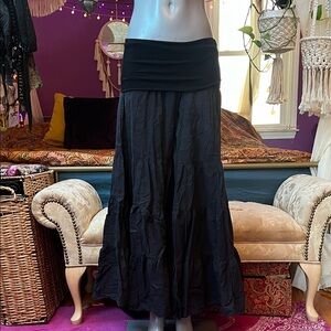 Vintage Y2K Goth fold over super flare wide leg palazzo tiered pants